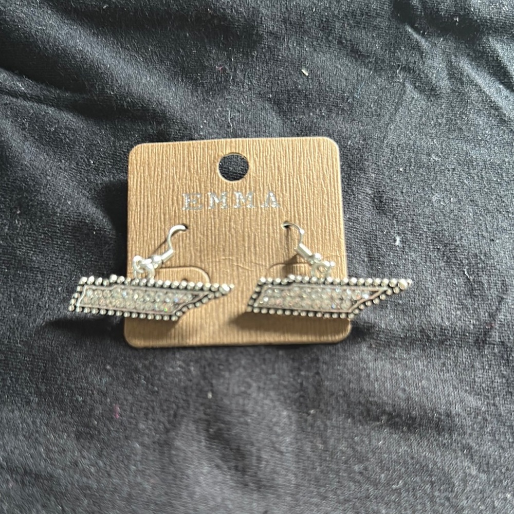 Simply Emma Silver Geometric Earrings with Rhinestones
